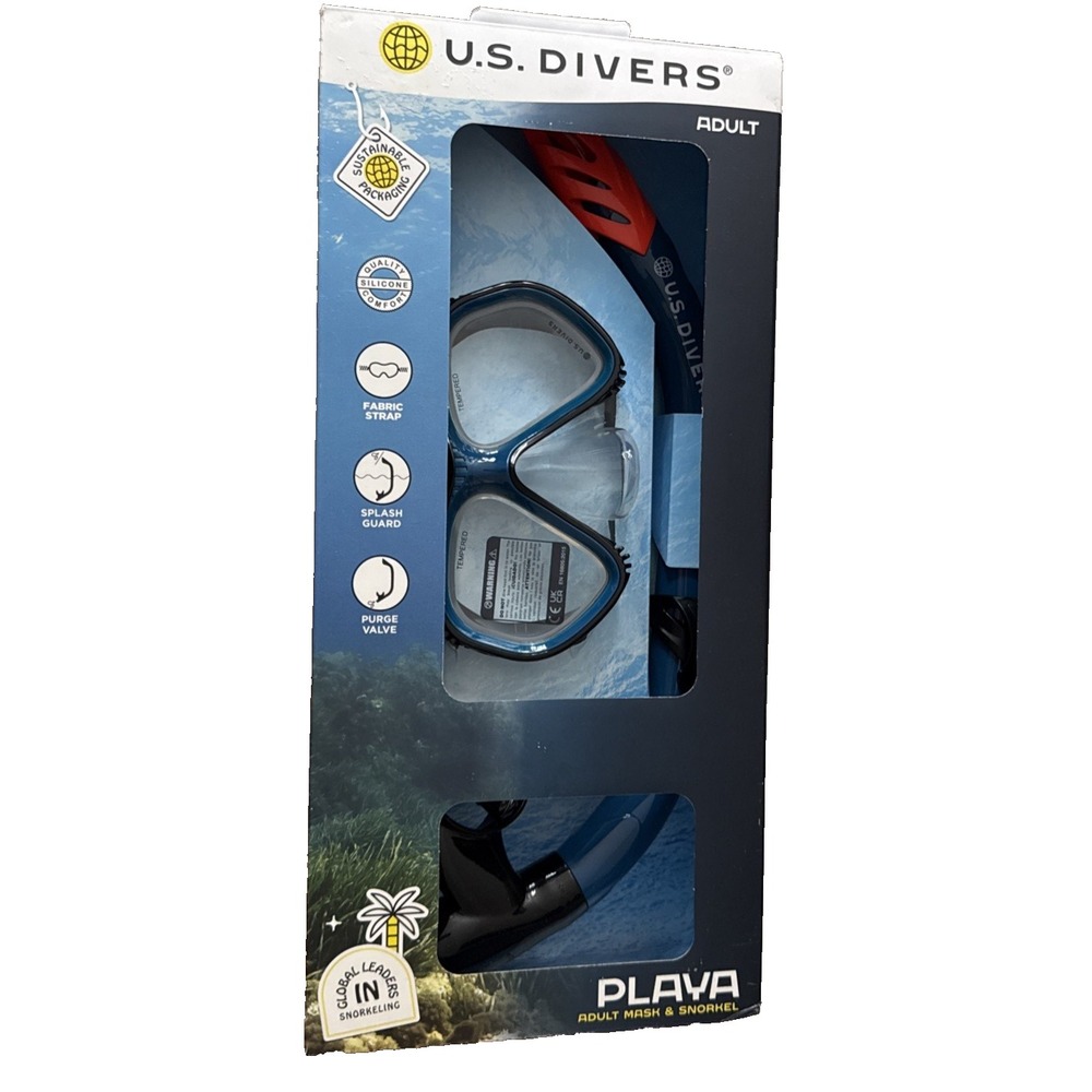 U.S. Divers Playa Adult Snorkel Mask Set NEW Tempered Glass Anti-Fog Cruise Sea